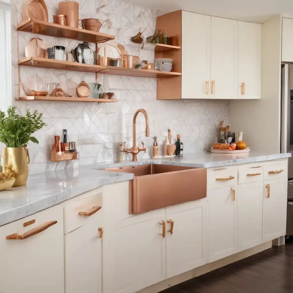 Metallic Accents: Rose Gold, Copper, and Brass Kitchen Details