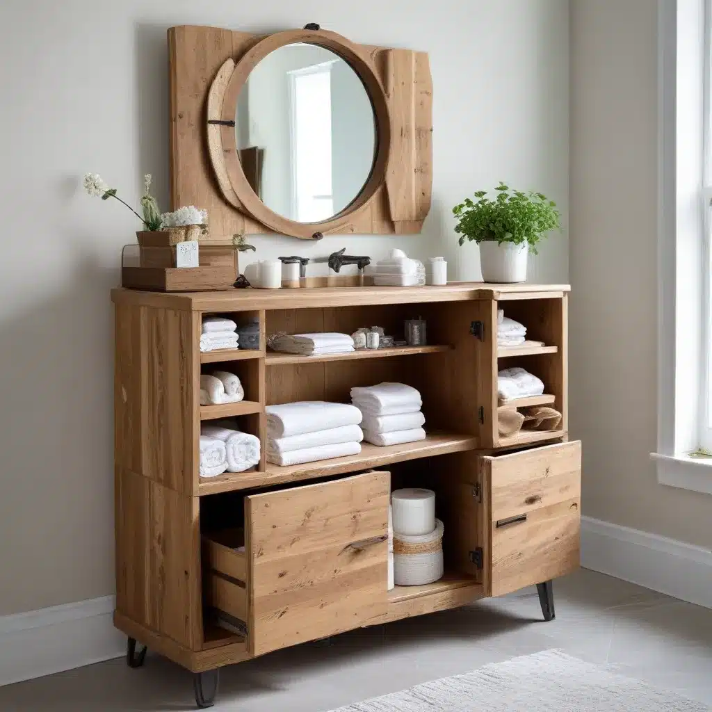 Reclaimed Radiance: Repurposed Bathroom Storage with Sustainable, Eco-Friendly Charm