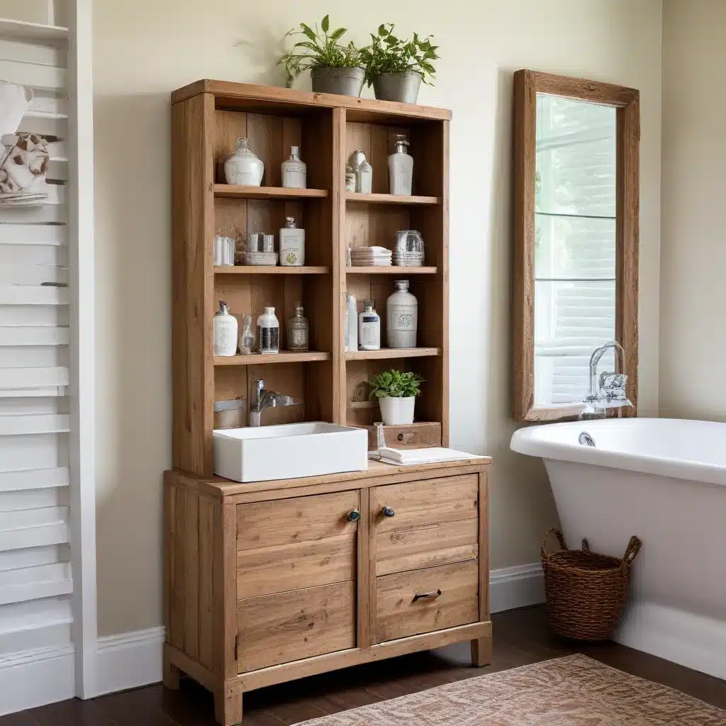 Reclaimed Radiance: Repurposed Bathroom Storage with Sustainable Charm