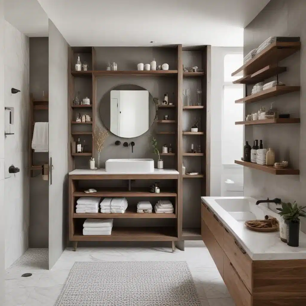 Streamlined Sanctuary: Integrated Shelving for a Clutter-Free, Cohesive Bathroom